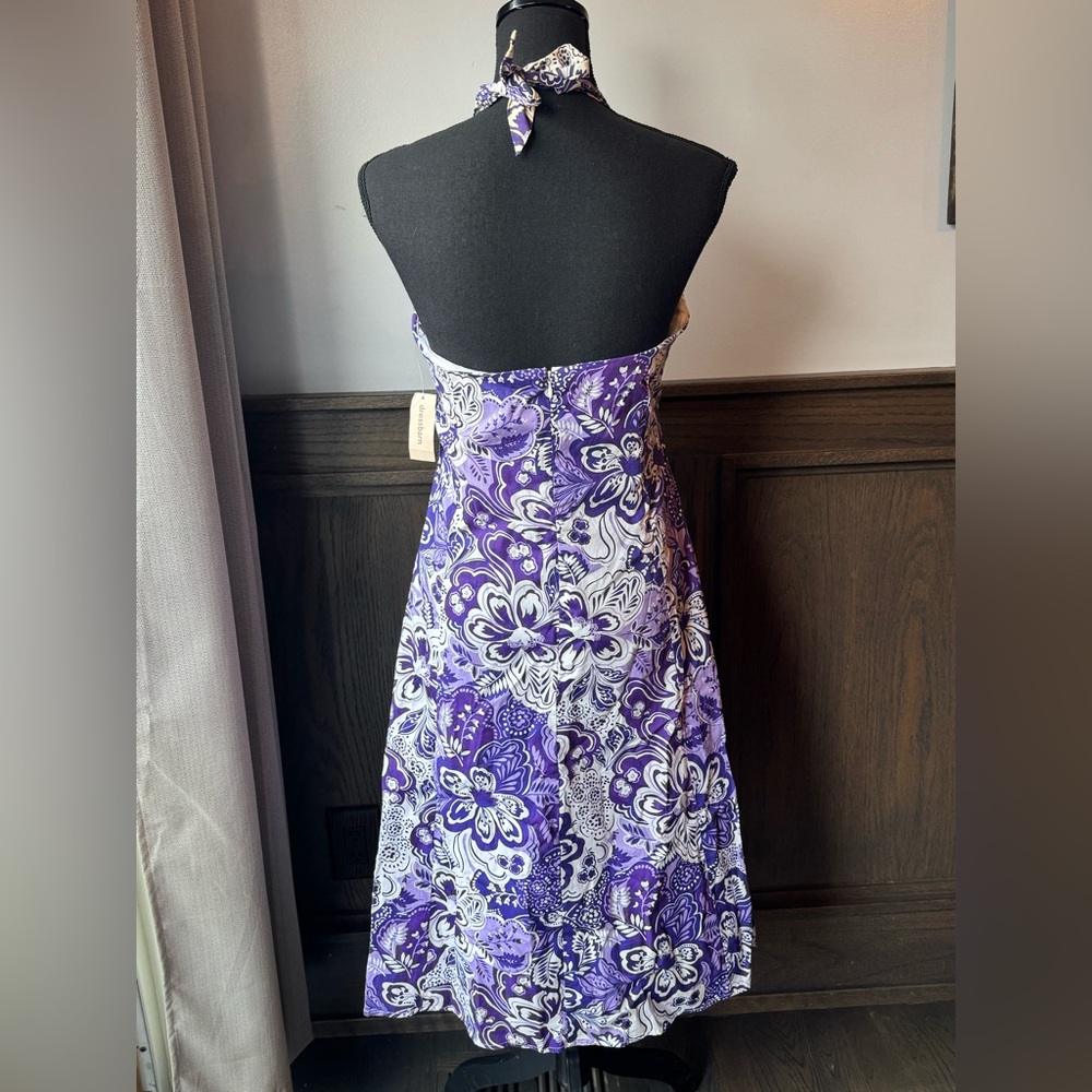 Dressbarn Purple and White Halter Floral Dress NWT 8 - Picture 4 of 8